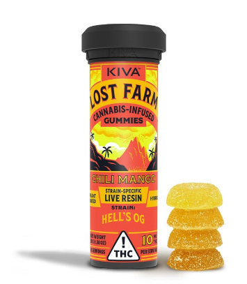 Photograph of product: Kiva Lost Farm Chili Mango Live Resin Gummies 10mg 10pk