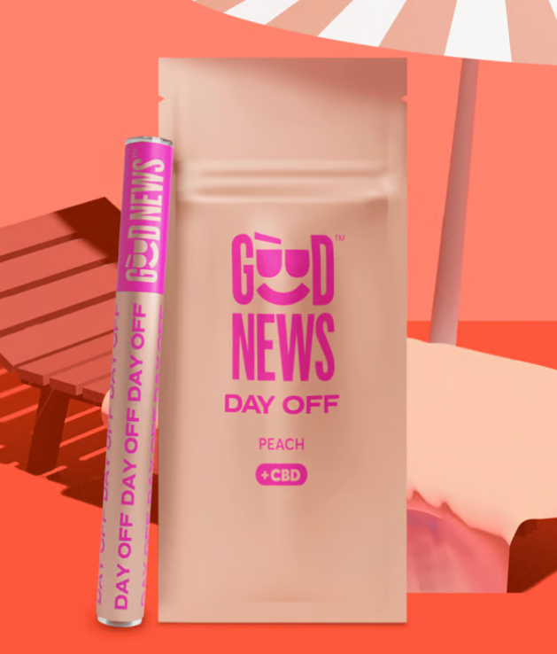 Photograph of product: Day Off Peach Disposable Vape | 0.5g - Good News