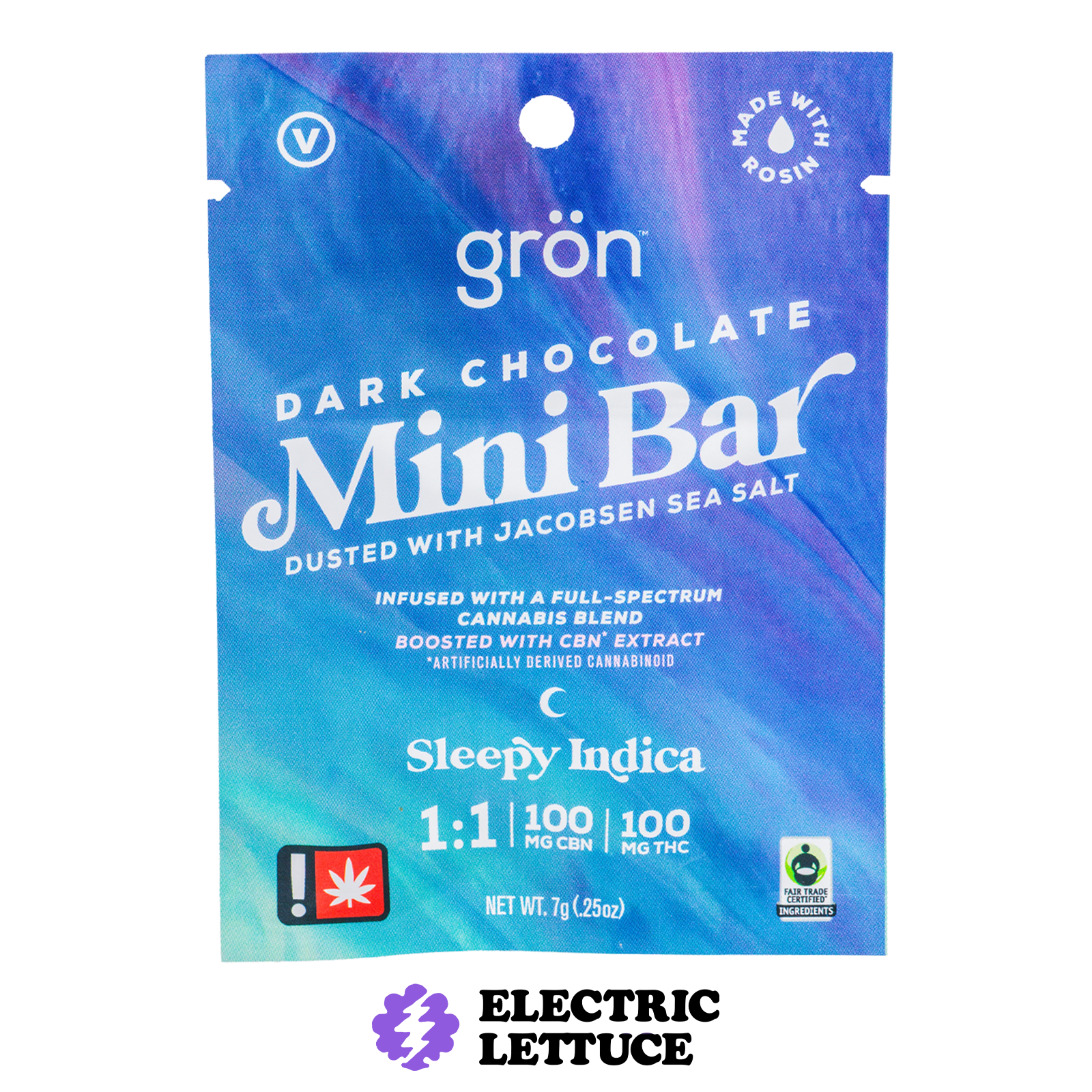 Photograph of product: Gron 1:1 CBN Dark Chocolate Mini Bar 100mg