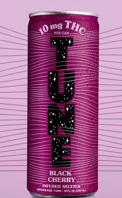 Photograph of product: Black Cherry | 10mg | Infused Seltzer | 4 Pack | Tune