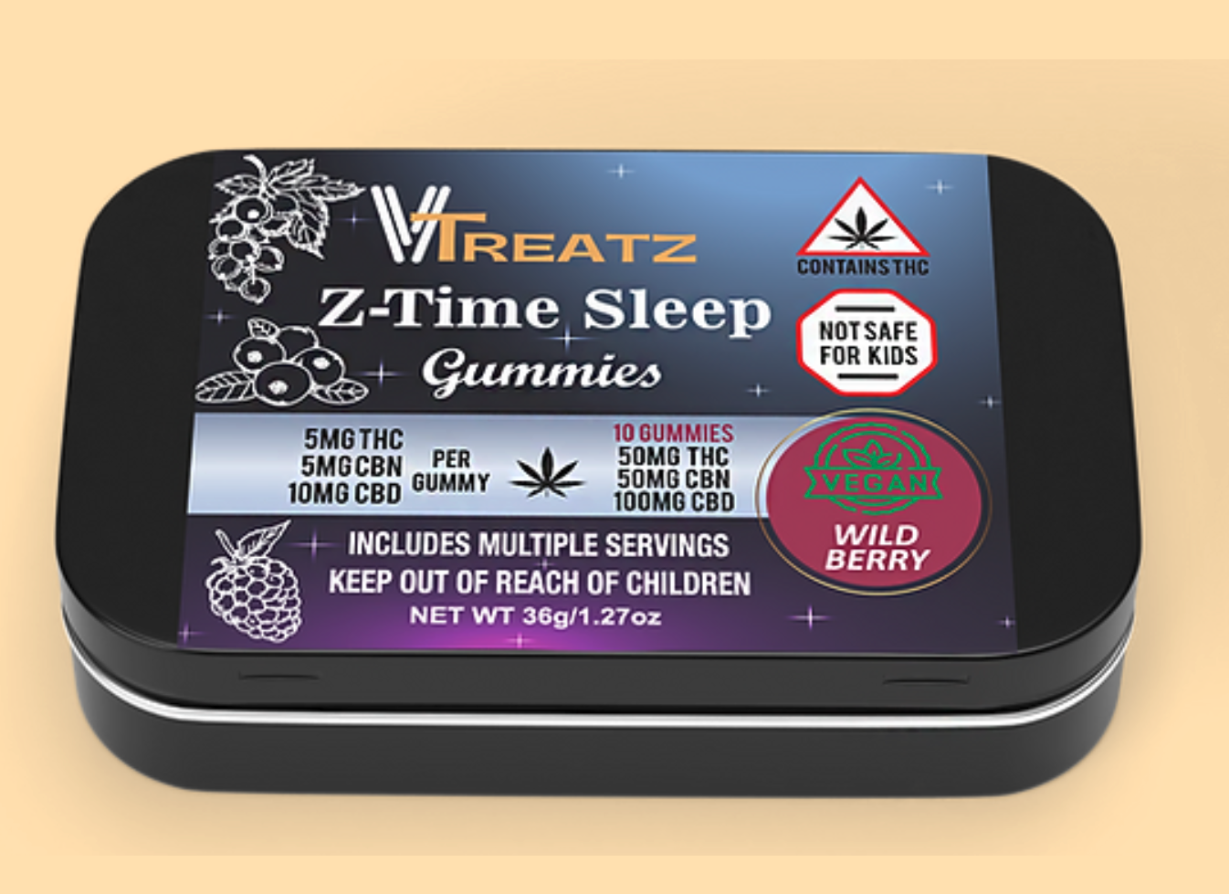 Photograph of product: 1:1:2 100mg Z-TIME Wild Berry Z Time Gummies