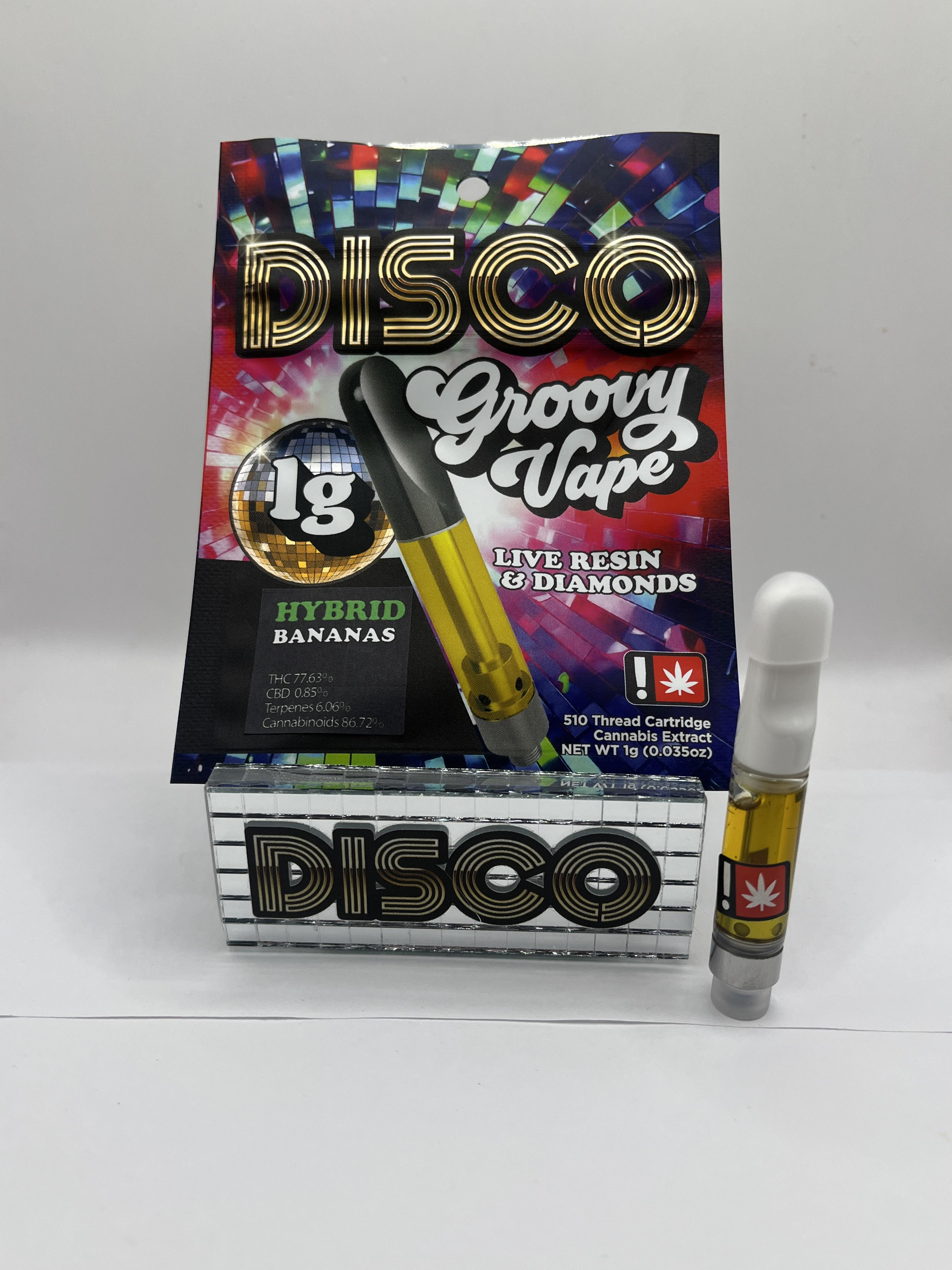 Photograph of product: Cartridge - Disco Dabs - 1g Diamond & Sauce - Bananas - GREEN LEAF SPECIAL