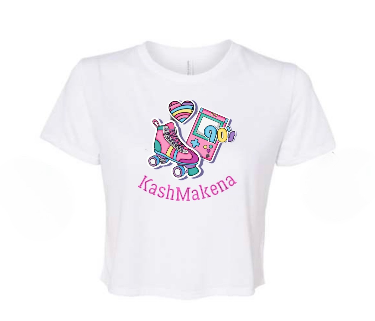 Photograph of product: KashMakena - "The 90's" Crop Top T-Shirt - White