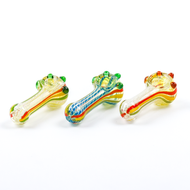 Photograph of product: 3.5" Rasta Latti Spoon Hand Pipe w/ Knockers | Asst Rasta Stripe Colors