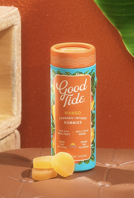 Photograph of product: Good Tide | 100mg | Mango (Oui'd) Rosin Gummies | 10pk