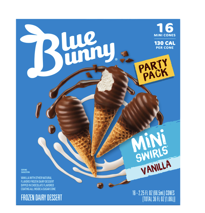 Photograph of product: BLUE BUNNY MINI SWIRLS ICE CREAM CONE