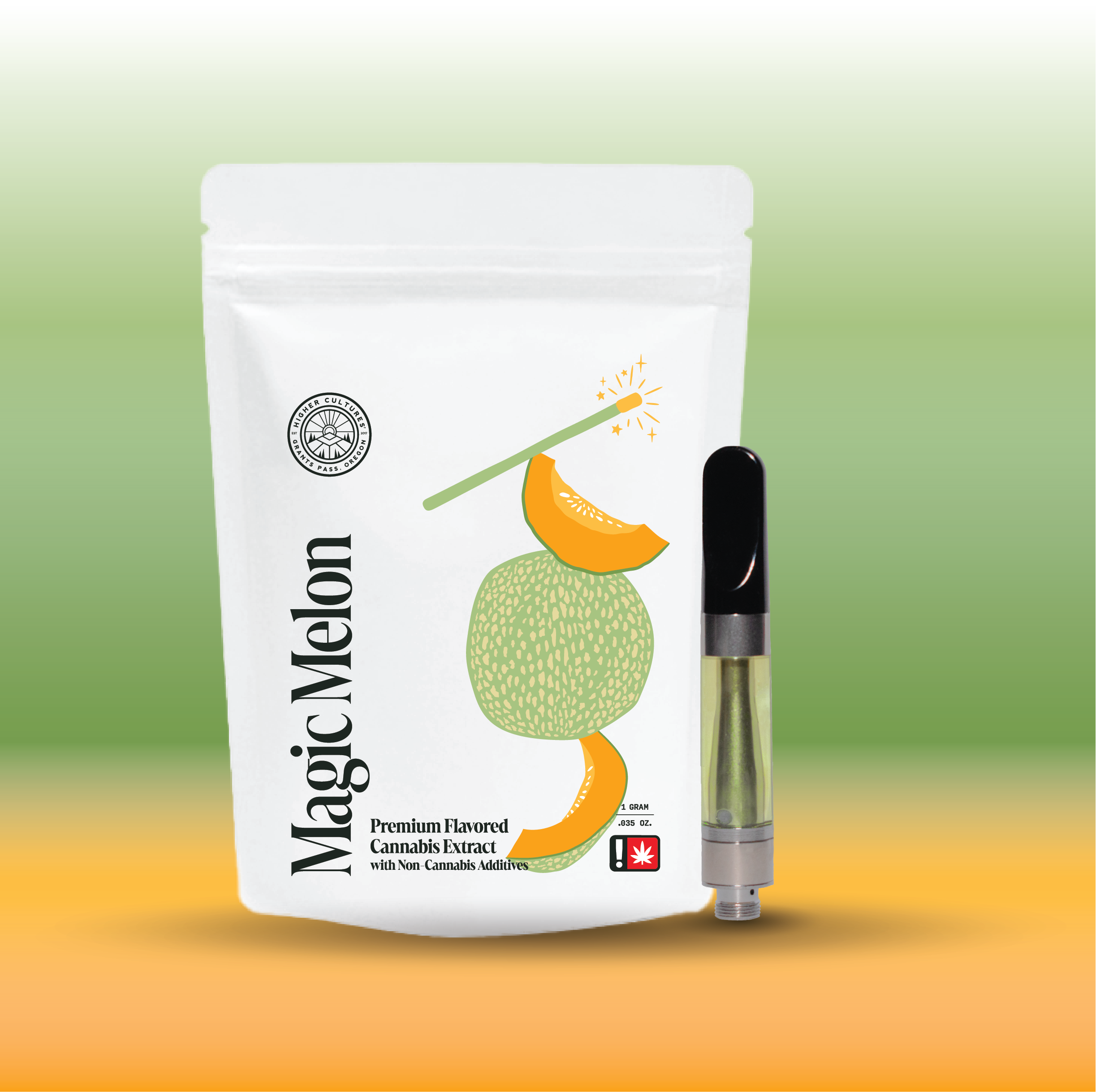 Photograph of product: Cartridge ~ Higher Cultures ~ Flavored Oui'd ~ Magic Melon