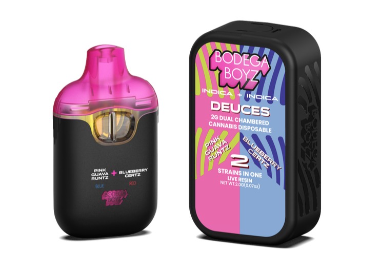 Photograph of product: Bodega Boyz Pink Guava Runtz x Blueberry Certz Dual Chamber Vape