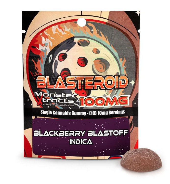 Photograph of product: Monster Xtracts Blasteroid Blackberry Blastoff Single Gummy 100mg Rec