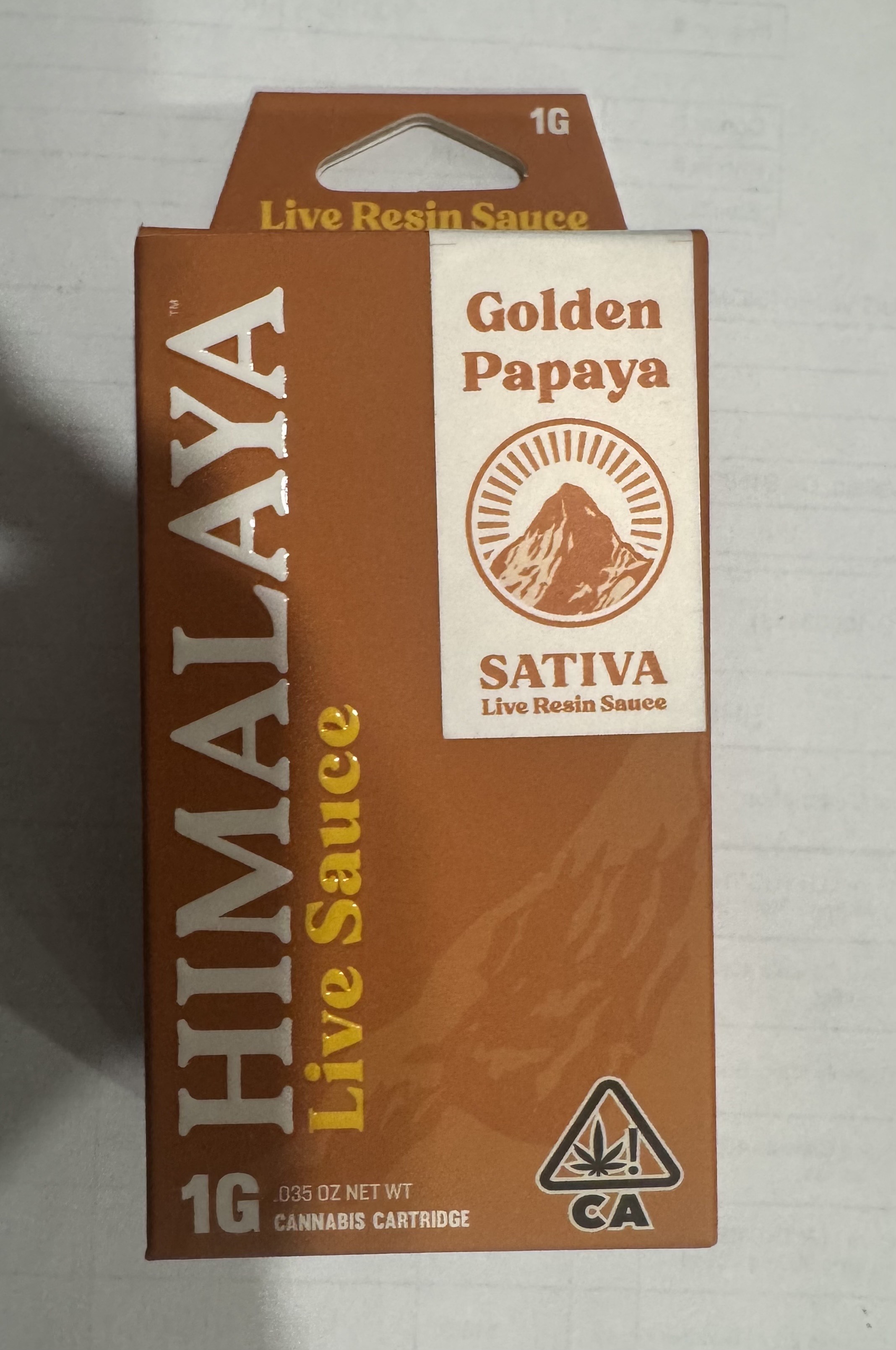 Photograph of product: GOLDEN PAPAYA 1G LIVE RESIN SAUCE CARTRIDGE