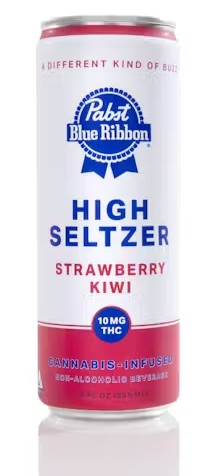 Photograph of product: PABST STRAWBERRY KIWI HGH SELTZER HYBRID 10MG