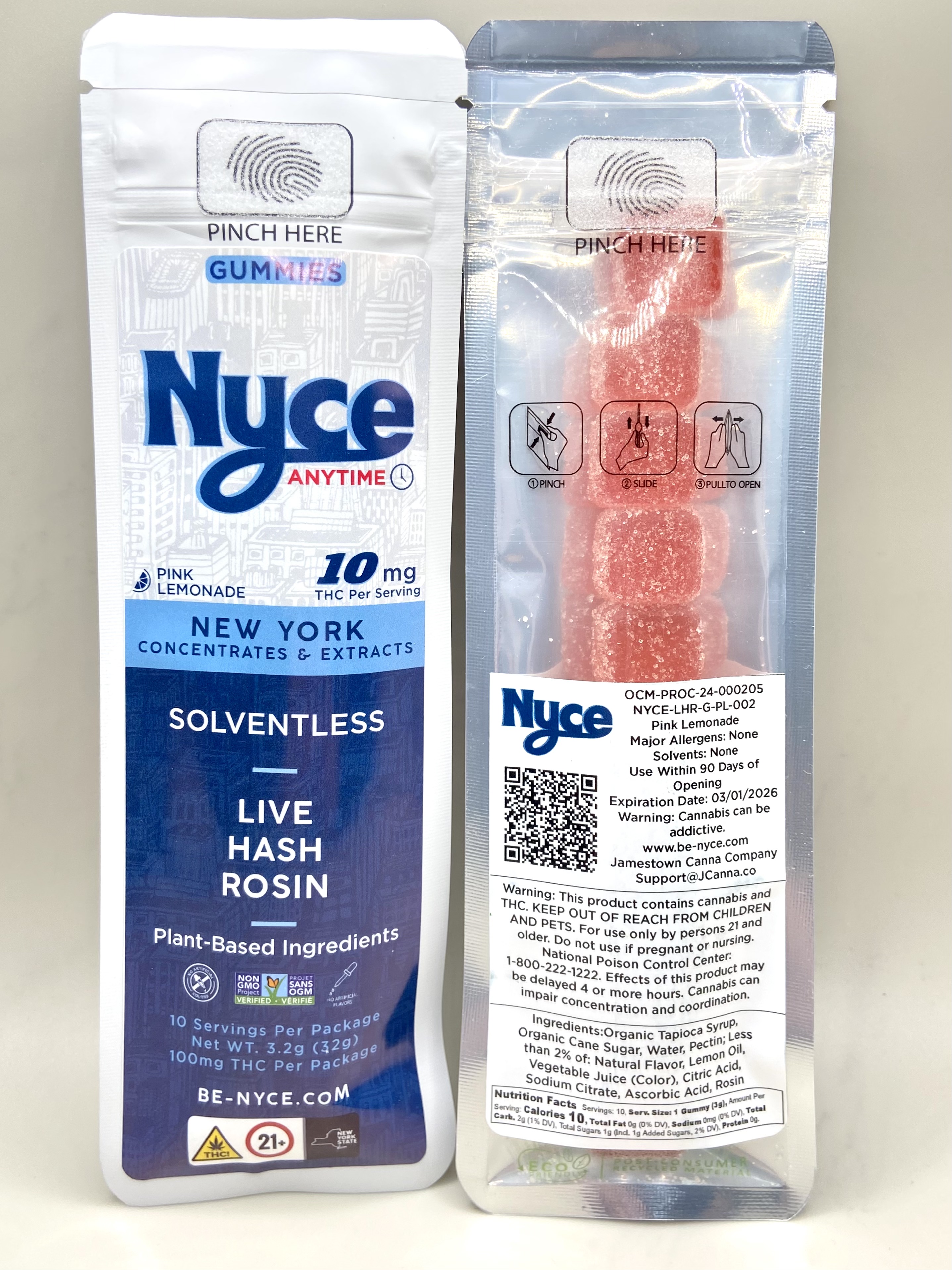 Photograph of Product: NYCE - Pink Lemonade Rosin Gummies - 10mg 10pk (ANYTIME)