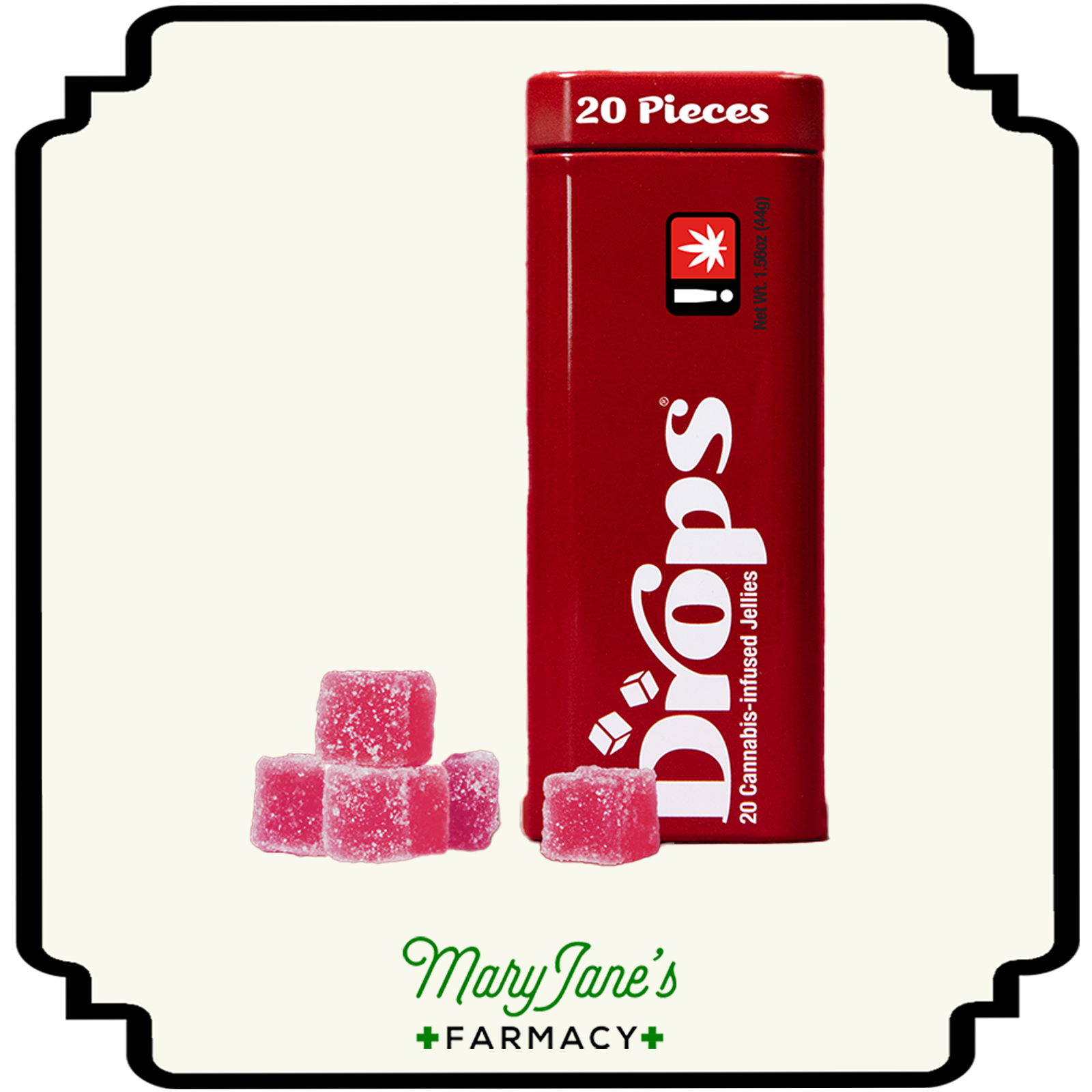 Photograph of product: Cranberry 1:1:1:1 TH-oui:CBD:CBC:CBG Jellies 20-Pack | 50mg