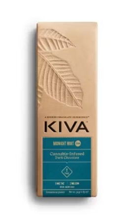 Photograph of product: Kiva | Midnight Mint Chocolate Bar | 100mg