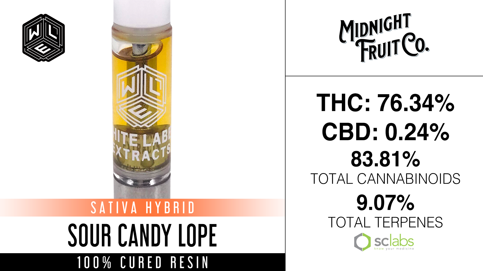 Photograph of product: White Label Extracts - Cured Resin Cartridge - Sour Candy Lope