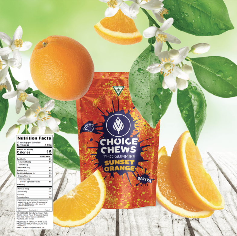 Photograph of product: 100MG SUNSET ORANGE CHOICE CHEWS