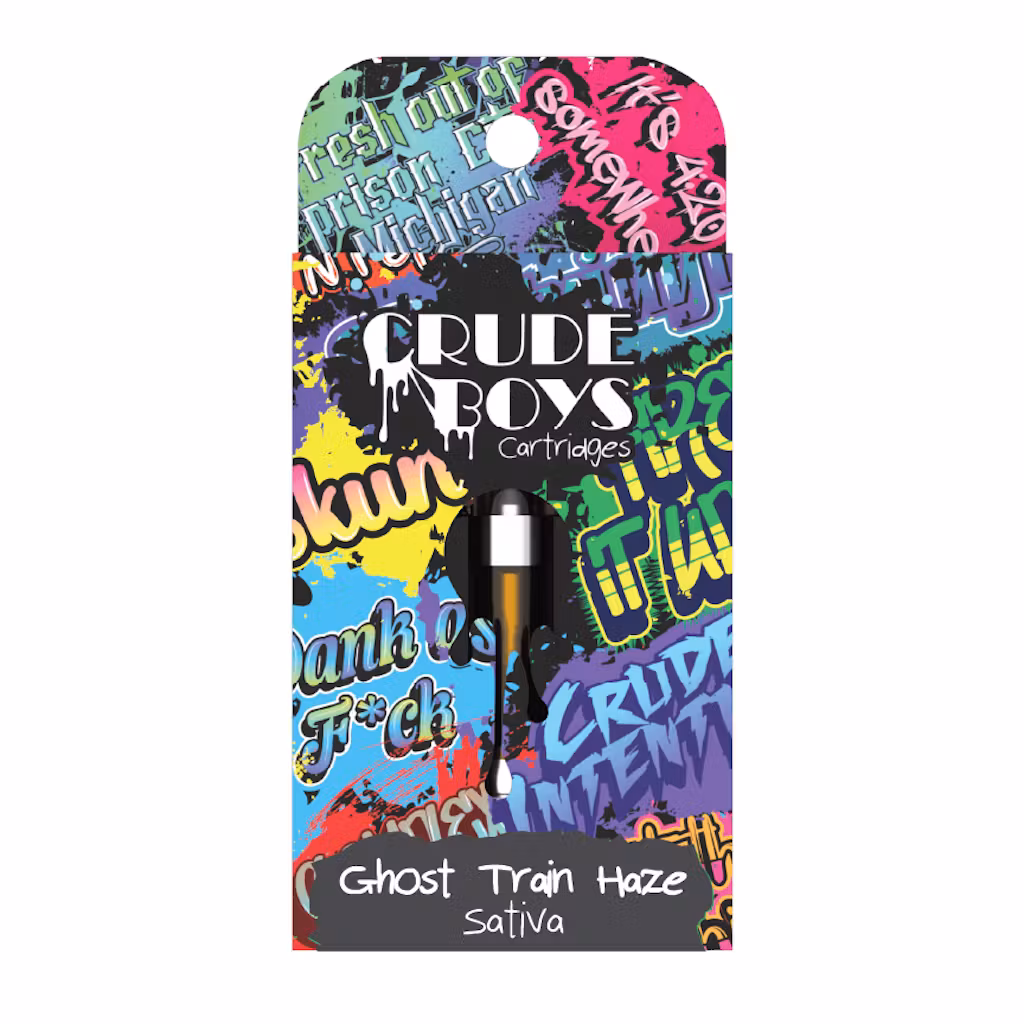 Photograph of product: Ghost Train Haze 510 Thread Distillate Cartridge | Crude Boys (2/$13)