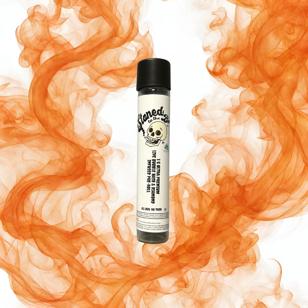 Photograph of product: Stoned to the Bone | Super Star Fruit | Bubble au chocolat & Diamond Infused Pre-Roll | 1g