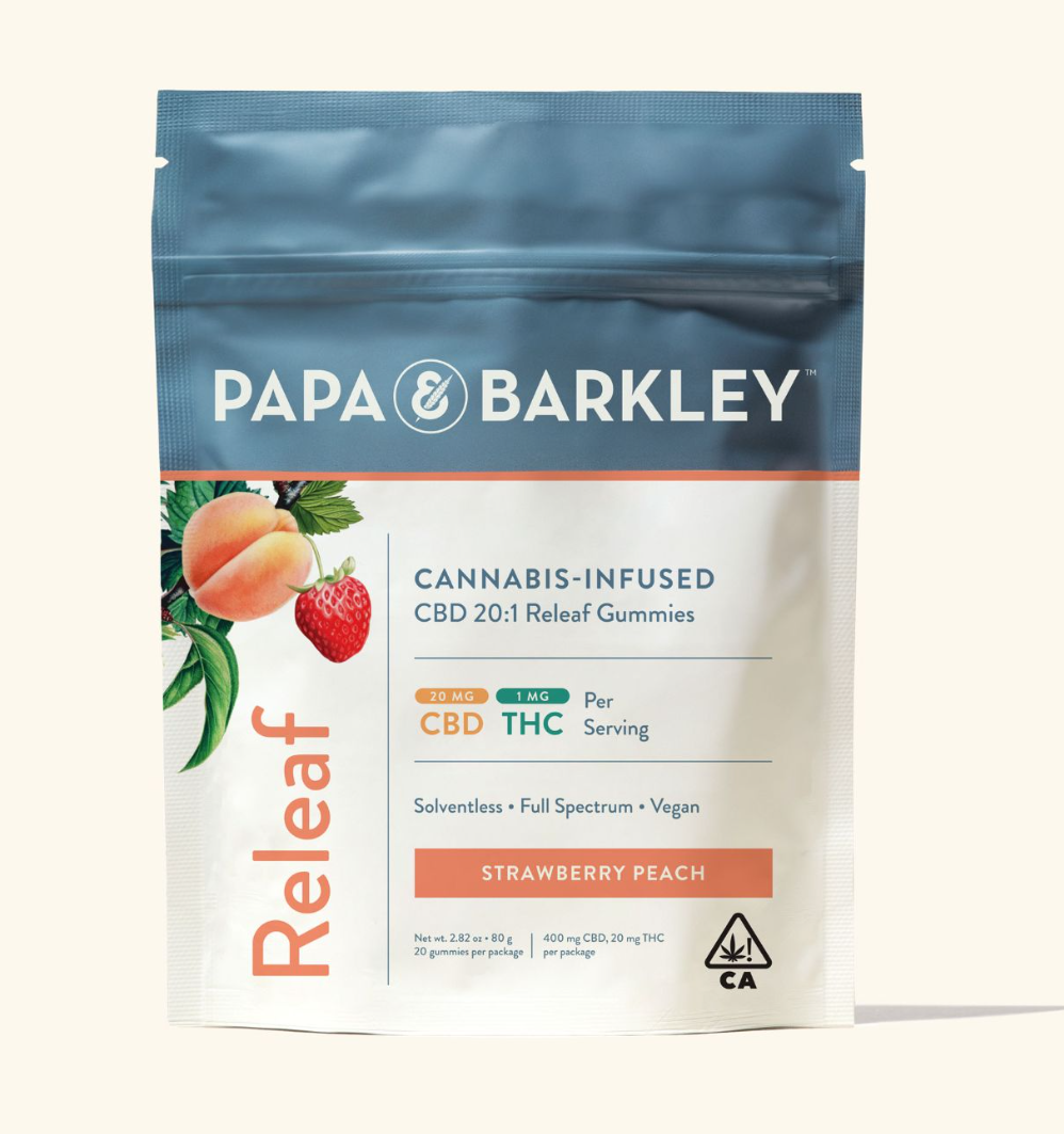 Photograph of product: STRAWBERRY PEACH 20:1 CBD:TH-oui RELEAF 20 PACK GUMMIES