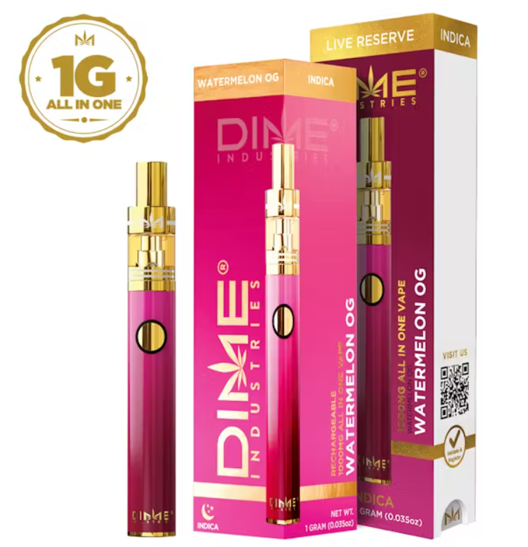 Photograph of product: DIME Watermelon OG Live Reserve (I) All-In-One Disposable Vape 1g