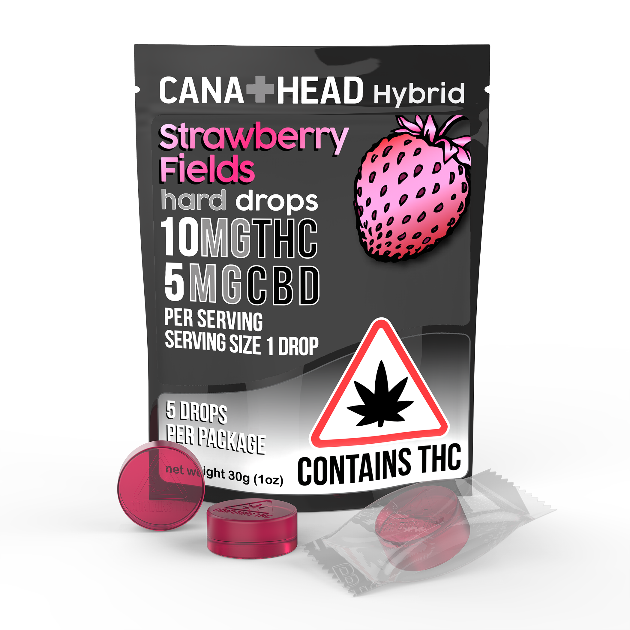 Photograph of product: Strawberry Fields 2:1 TH-oui:CBD | Lozenges | 50mg