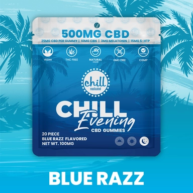 Photograph of product: Chill Medicated | CBD Gummies - 500mg - (Evening) Blue Razz