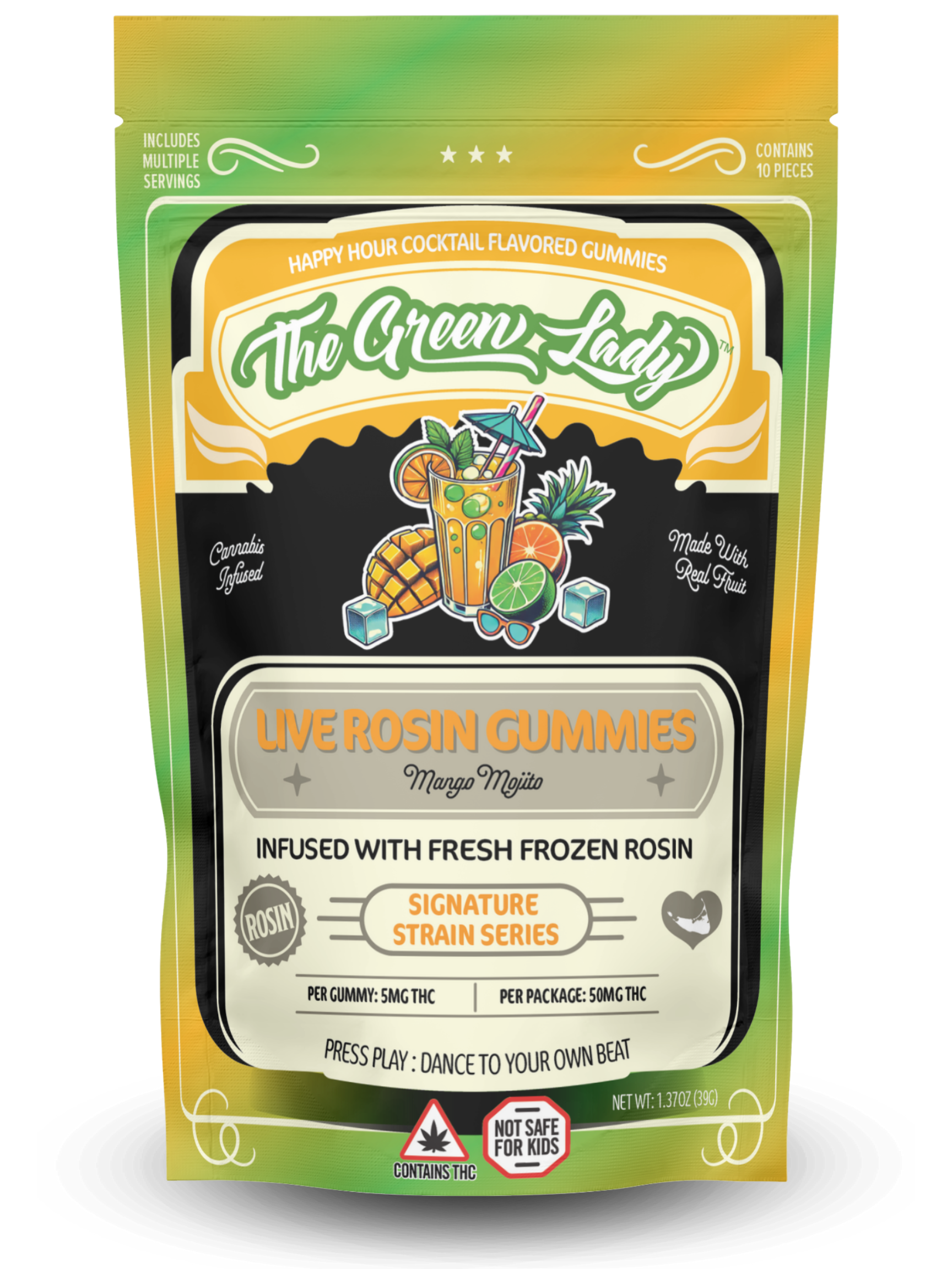 Photograph of product: Gummies (Live Rosin) - Mango Mojito - 50mg TH-oui - 10 Servings,  5mg