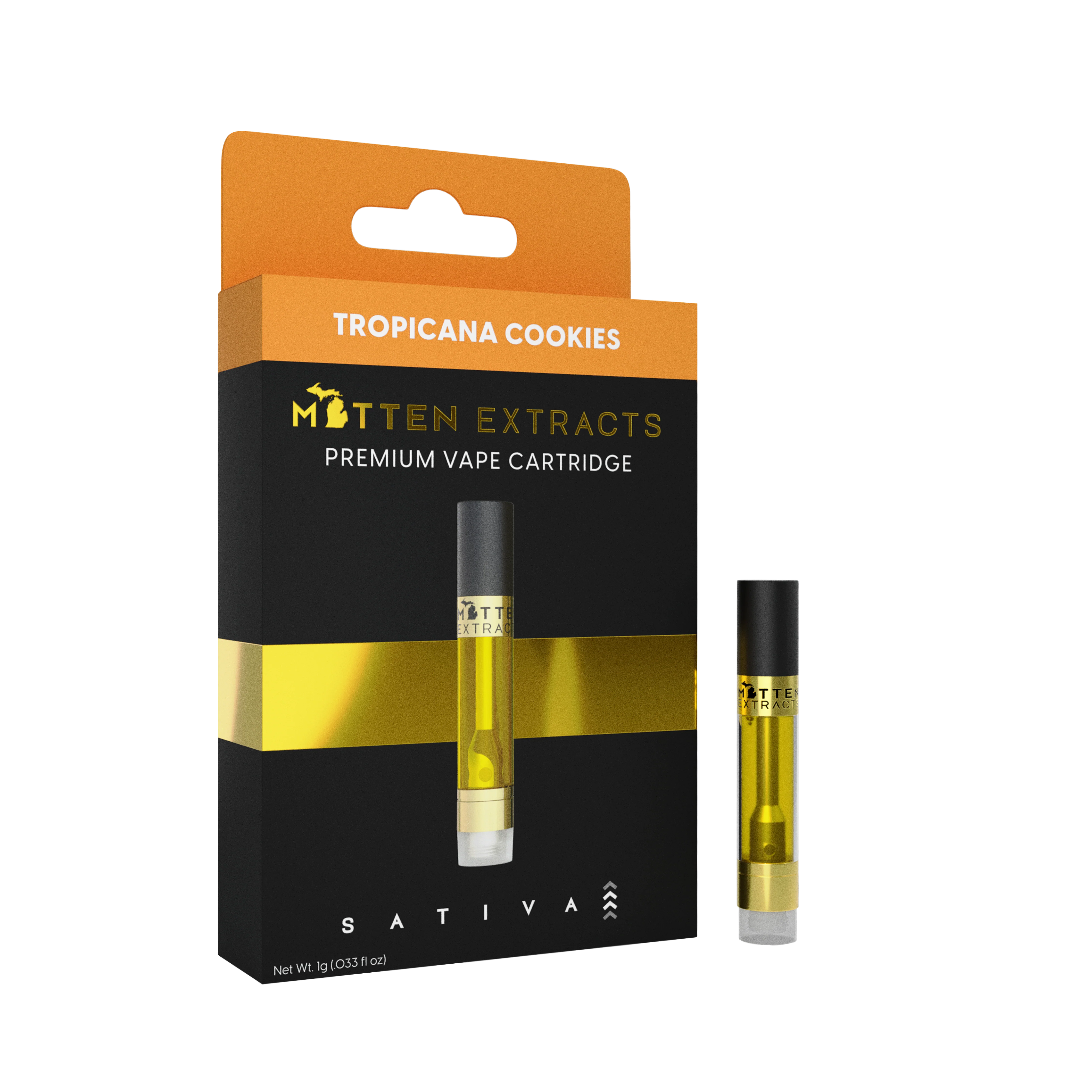 Photograph of product: Vape Cart (510) l Tropicana Cookies l Oui'd l Mitten Extracts