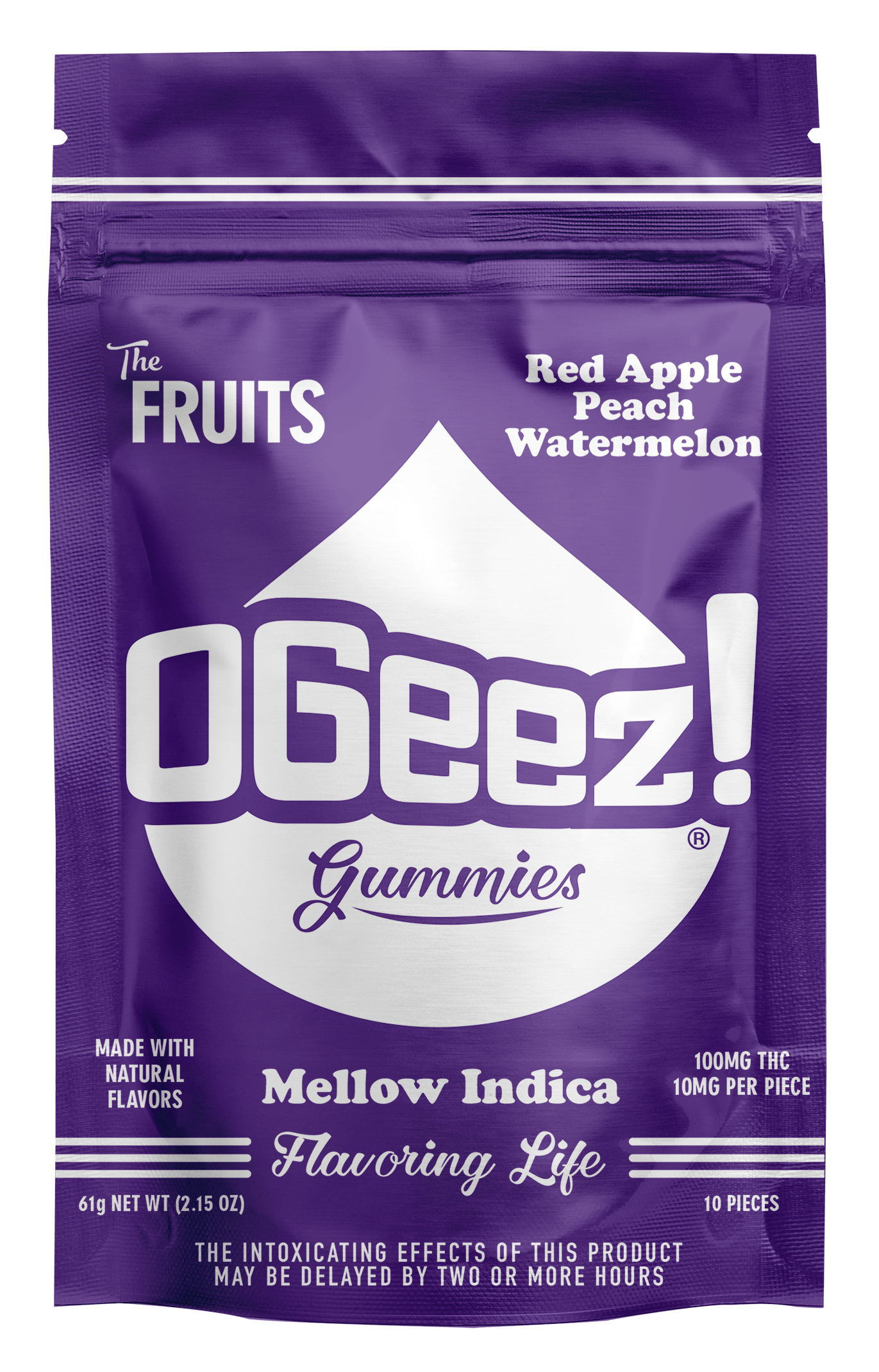 Photograph of product: 100mg - 10 Pack - Edibles - The Fruits - Mellow Oui'd - OGeez - REC