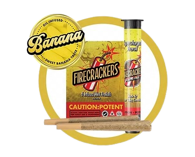 Photograph of product: Firecrackers Banana Candy 0.7g 5pk Infused Prerolls