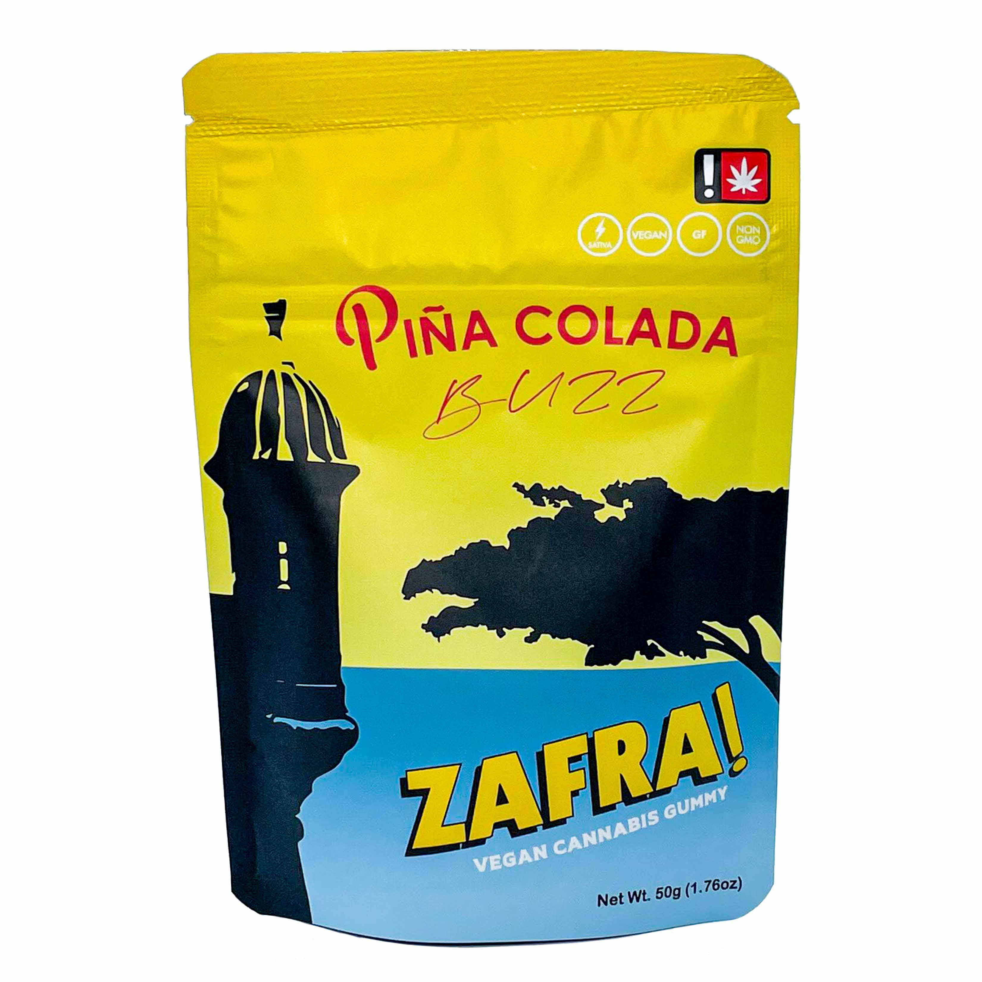 Photograph of product: Zafra 100mg PINA COLADA BUZZ Oui'd Gummies 10pk