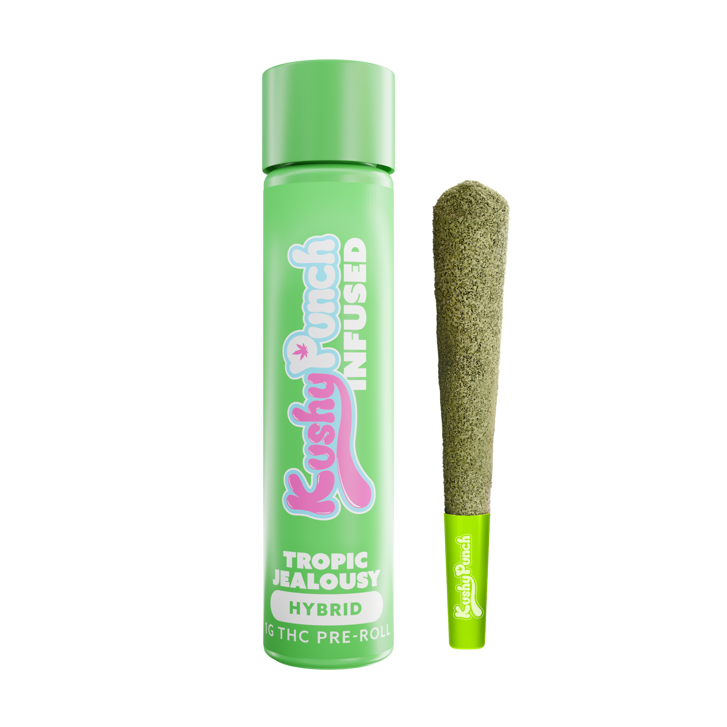 Photograph of product: 1G Kushy Punch Infused Liquid Diamond Preroll - Tropic Jealousy
