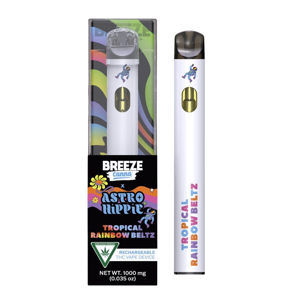 Photograph of product: Breeze x Astro Hippie Tropical Rainbow Beltz All-In-One Vape | 1g