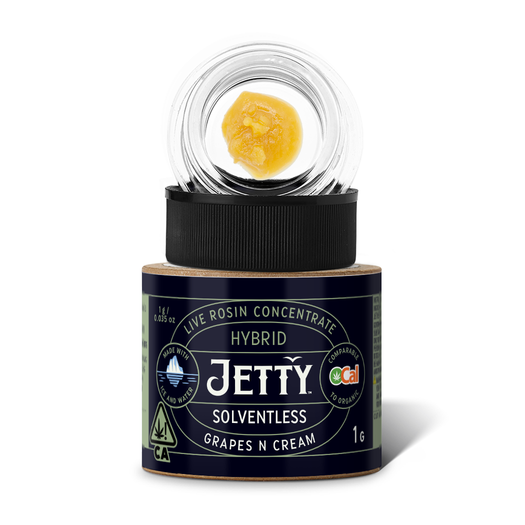Photograph of product: JETTY - EXTRACT (SOLVENTLESS LIVE ROSIN) - 1G - HYBRID - GRAPES N CREAM
