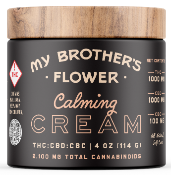 Photograph of product: My Brother's Flower | Topical | - 2100mg | 1:1:1 | TH-oui:CBD:CBC | Calming Cream 4oz.