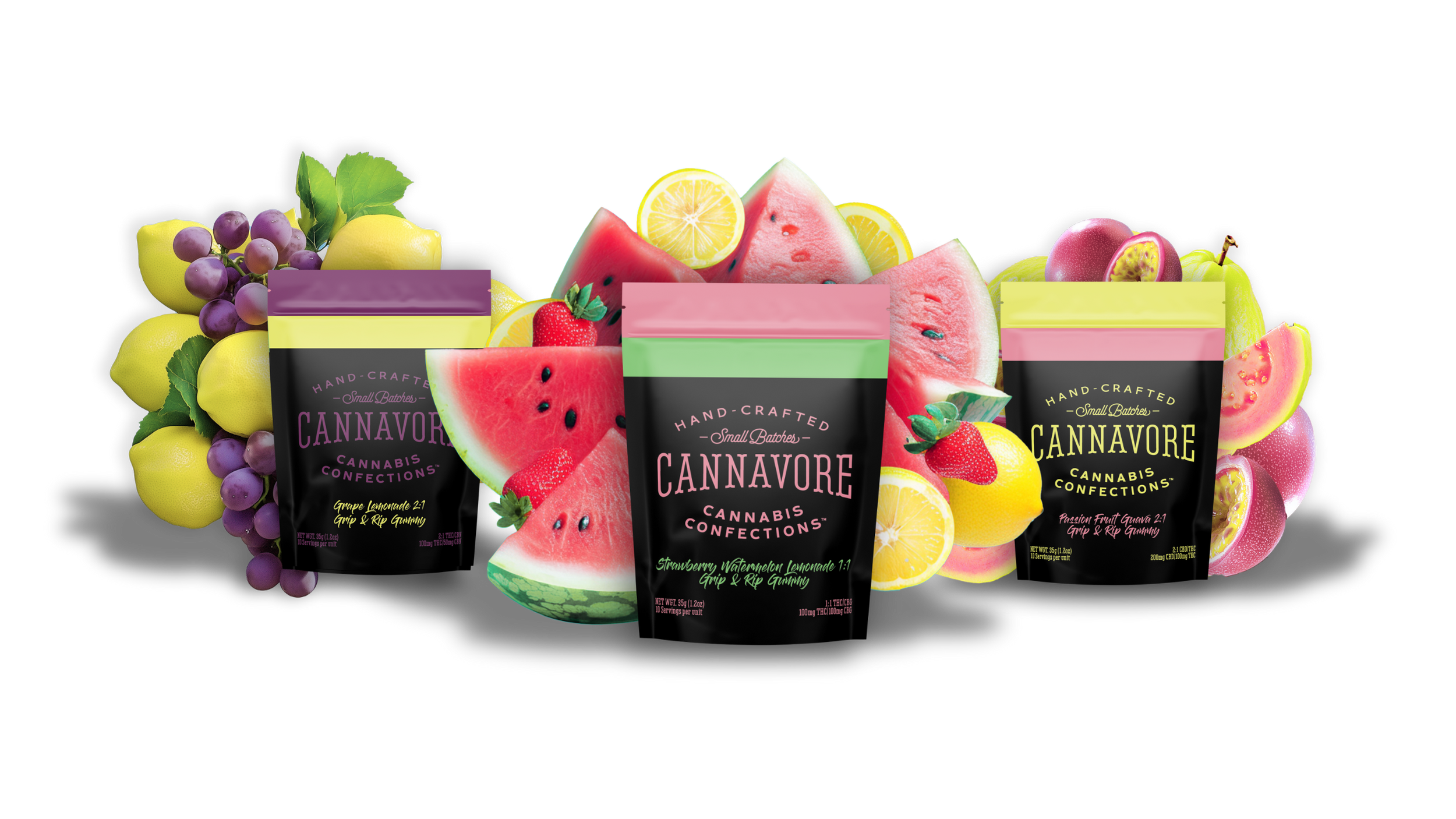 Photograph of product: Cannavore Gummies Strawberry Watermelon Lemonade 1:1 CBG:TH-oui 100mg 10pk