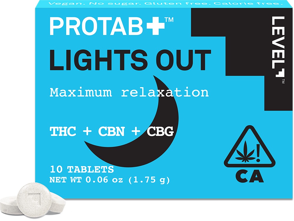 Photograph of product: Level | Protab+ Lights Out 20mg TH-oui Tablets (TH-oui+CBN+CBG) - 100mg