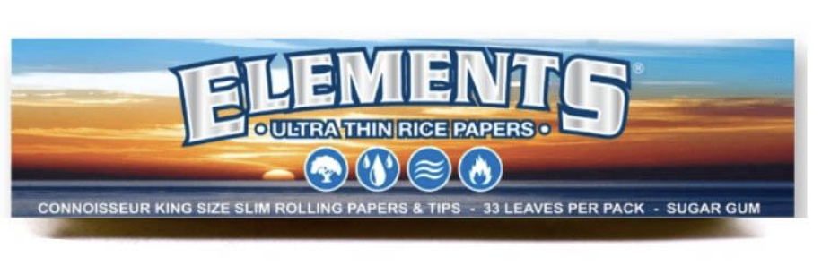 Photograph of product: Elements | Ultra Thin Rice Rolling Papers King Size | 32 sheets & filter crutches