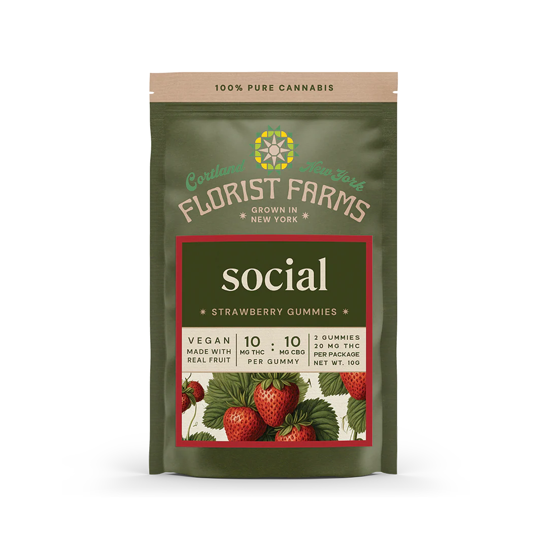 Photograph of product: Florist Farms - Social (TH-oui:CBG) - Strawberry - 2ct Gummies