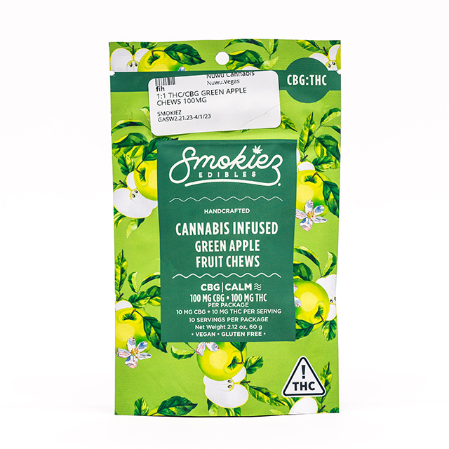 Photograph of product: 1:1 Thc/Cbg Green Apple Chews 100mg {89}