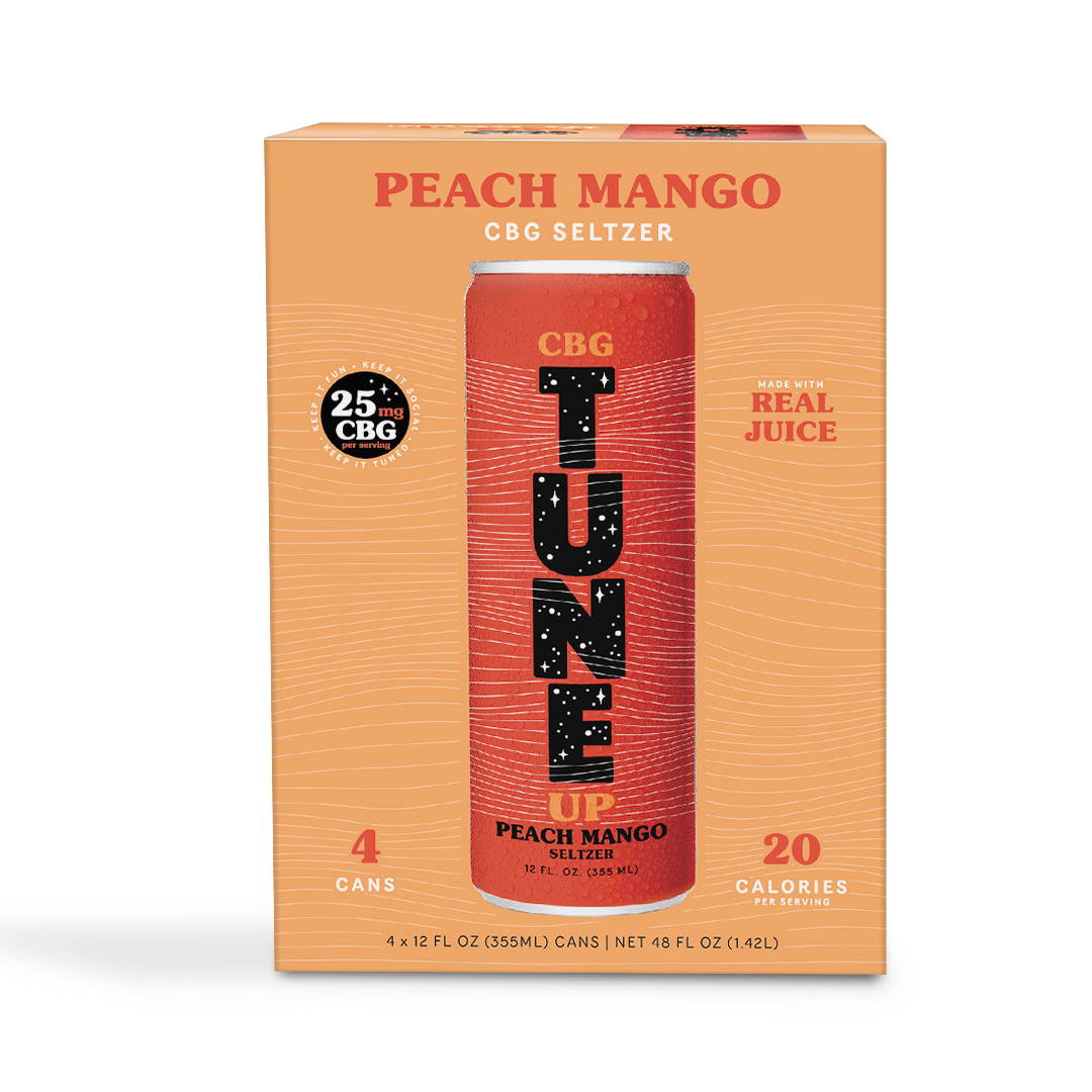 Photograph of product: Peach Mango CBG Seltzer | 12 oz