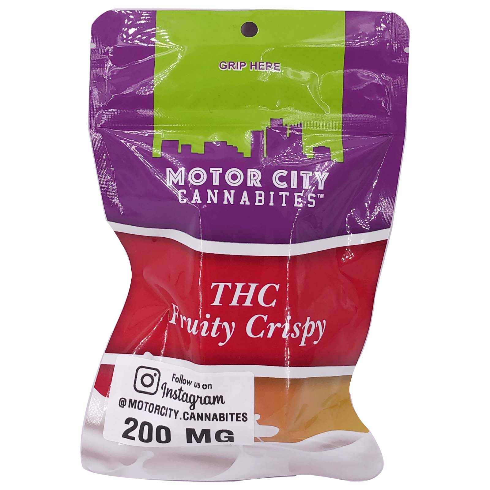 Photograph of product: Motor City Fast-Acting Fruity Crispy 200mg Rec