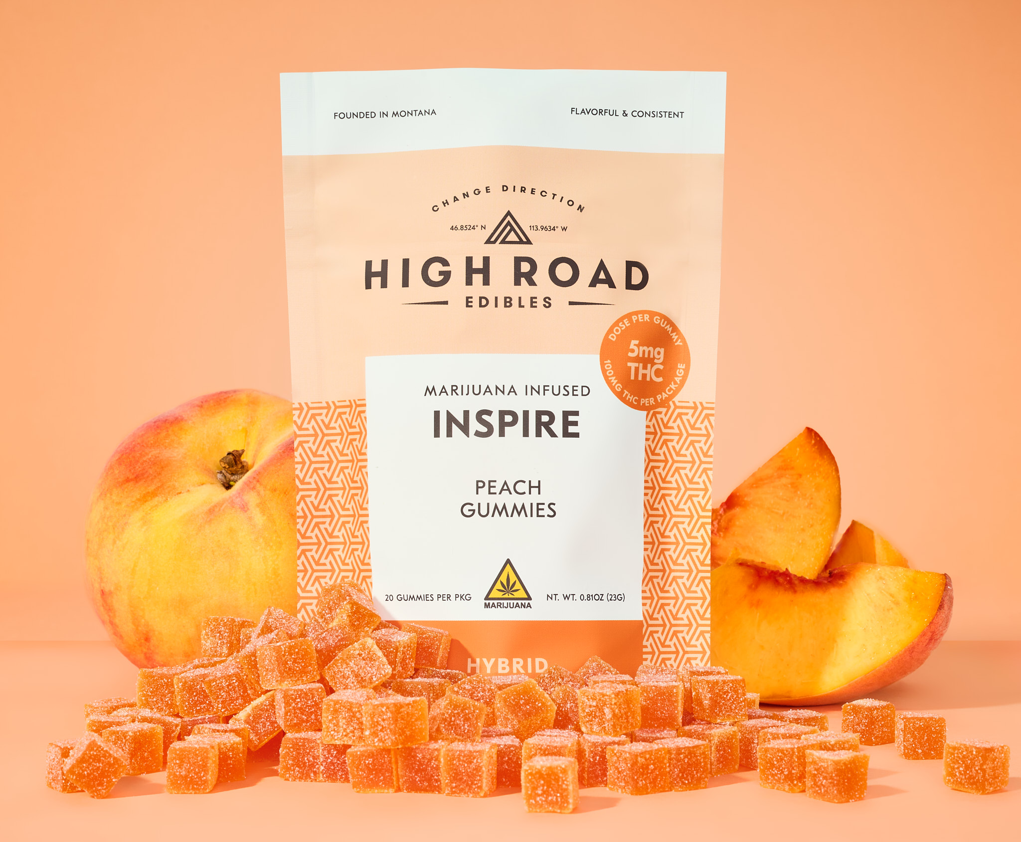 Photograph of product: High Road | Inspire Peach Gummies