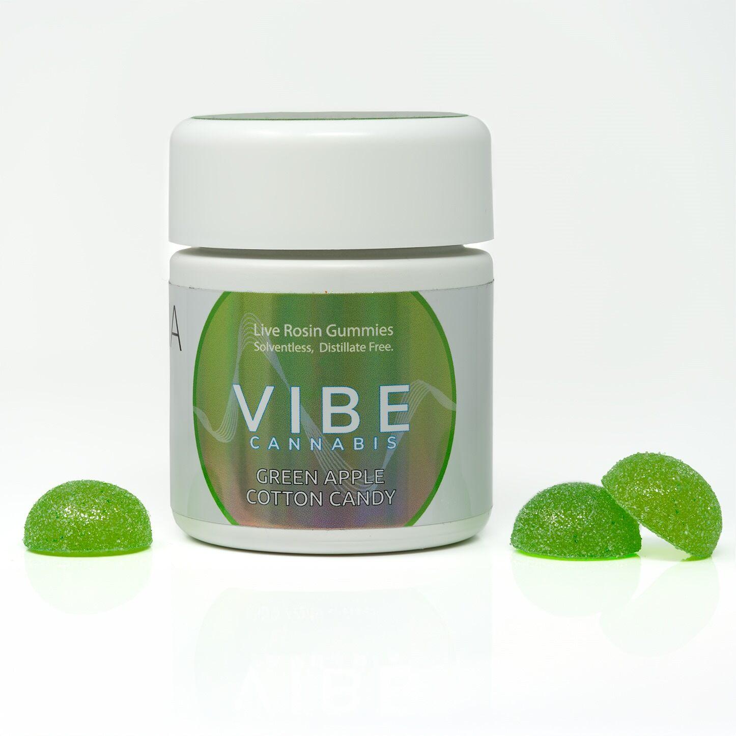 Photograph of product: Green Apple Cotton Candy Rosin Gummies (250mg)