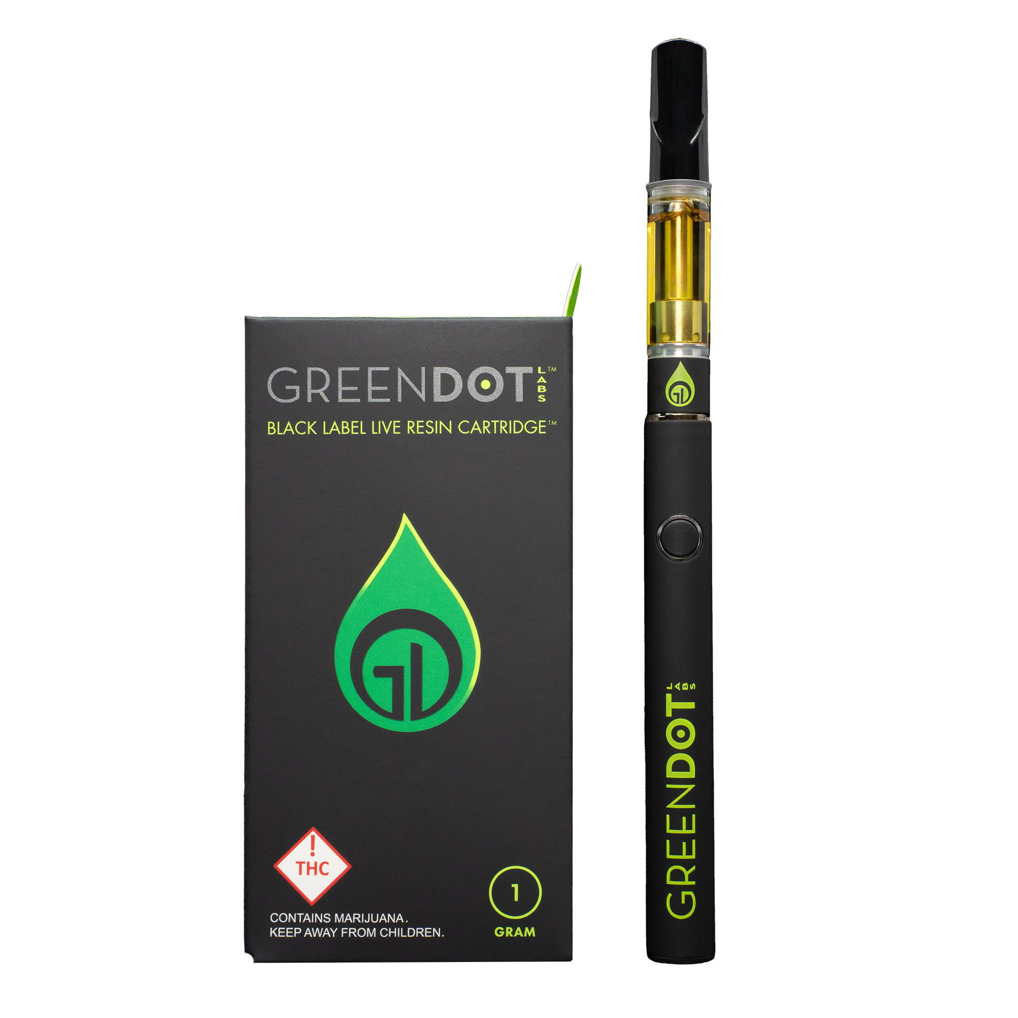Photograph of product: Green Dot Black Live Resin Cart | Garlic Grove x Secret Kush Mints