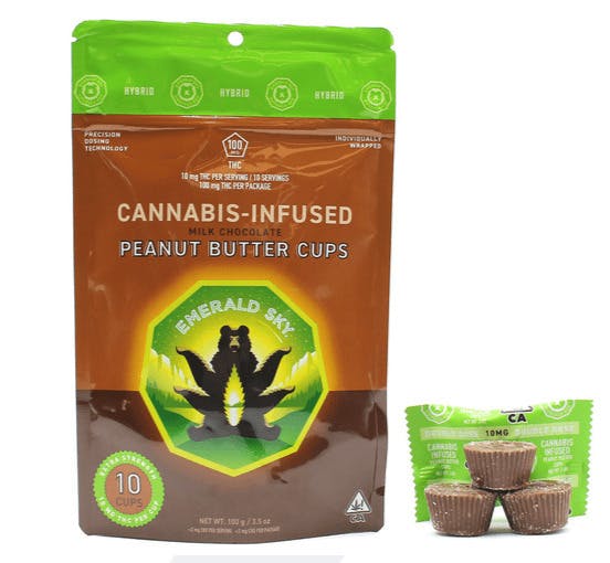 Photograph of product: Emerald Sky PB Cups - Edible - Hybrid 10pk (100mg)