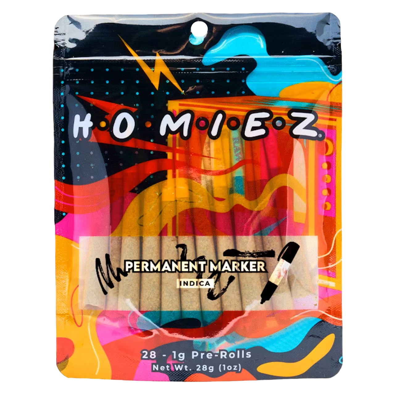 Photograph of product: Homiez Permanent Marker Pre-Roll Megapack | 28 x 1g