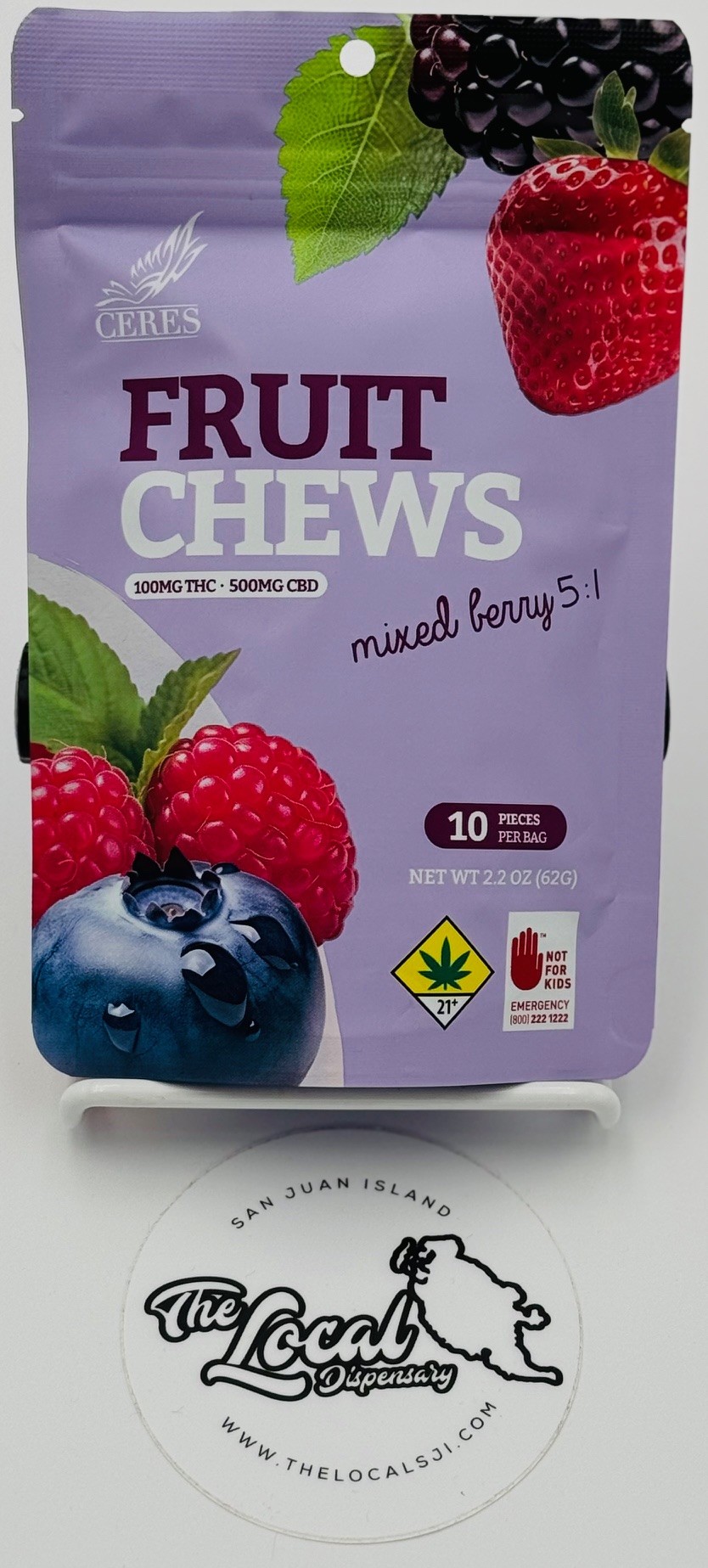 Photograph of product: Mixed Berry Fruit Chews 5:1 CBD|TH-oui - 10pk