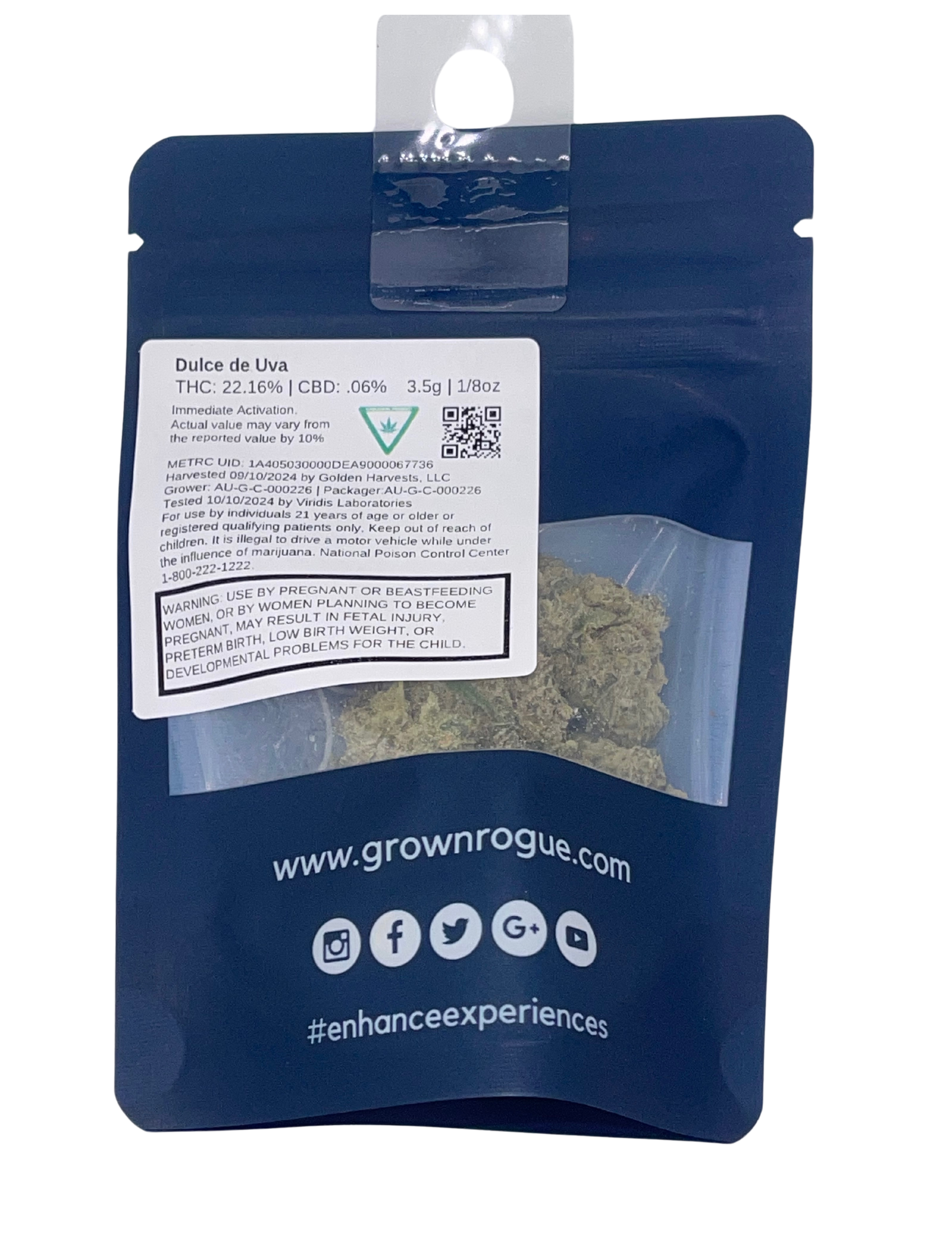 Photograph of product: Grown Rogue | Dulce De Uva Prepack Flower | REC - 3.5g
