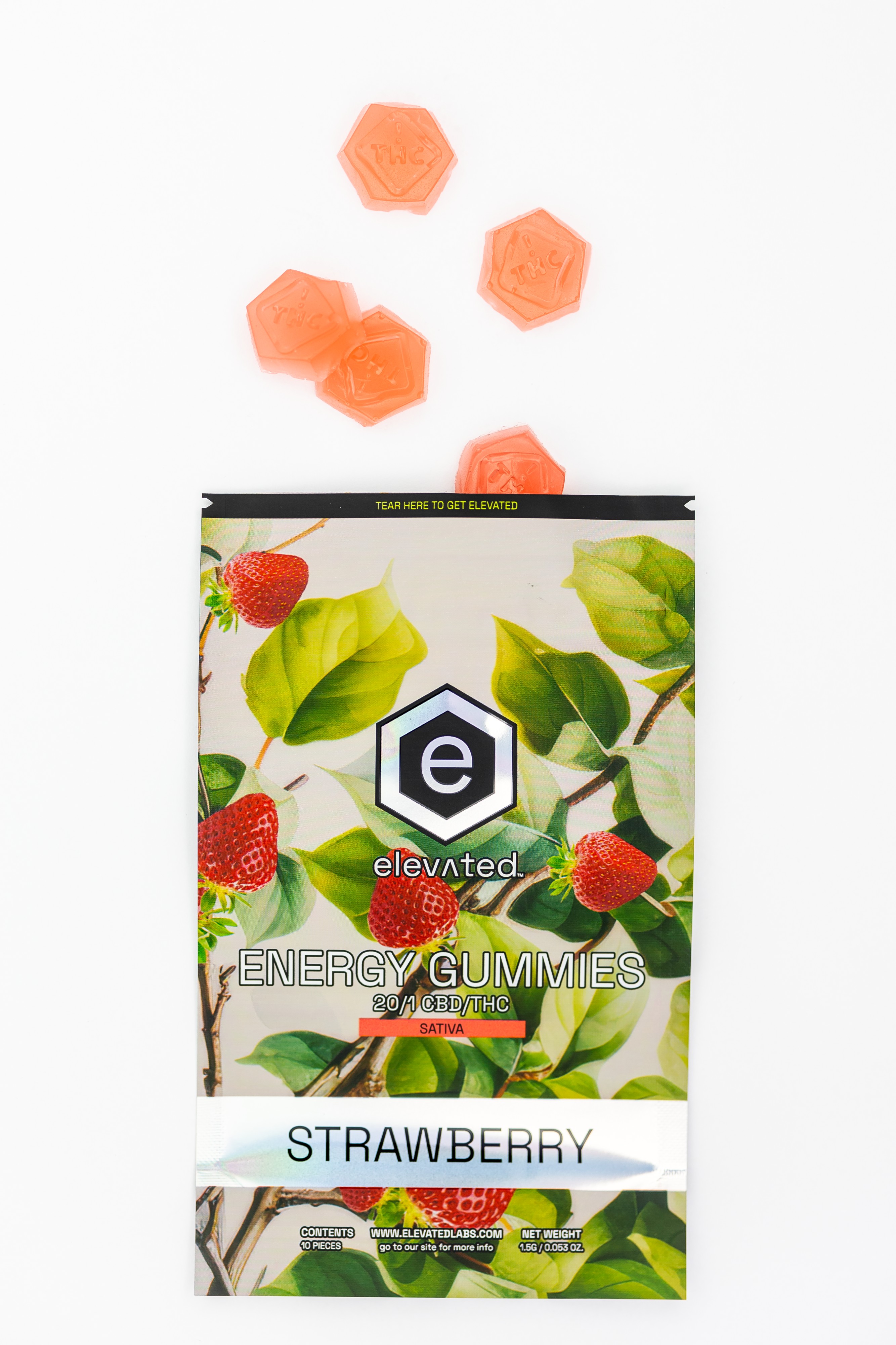 Photograph of product: Elevated Rare Gummies - Strawberry Energy 20:1